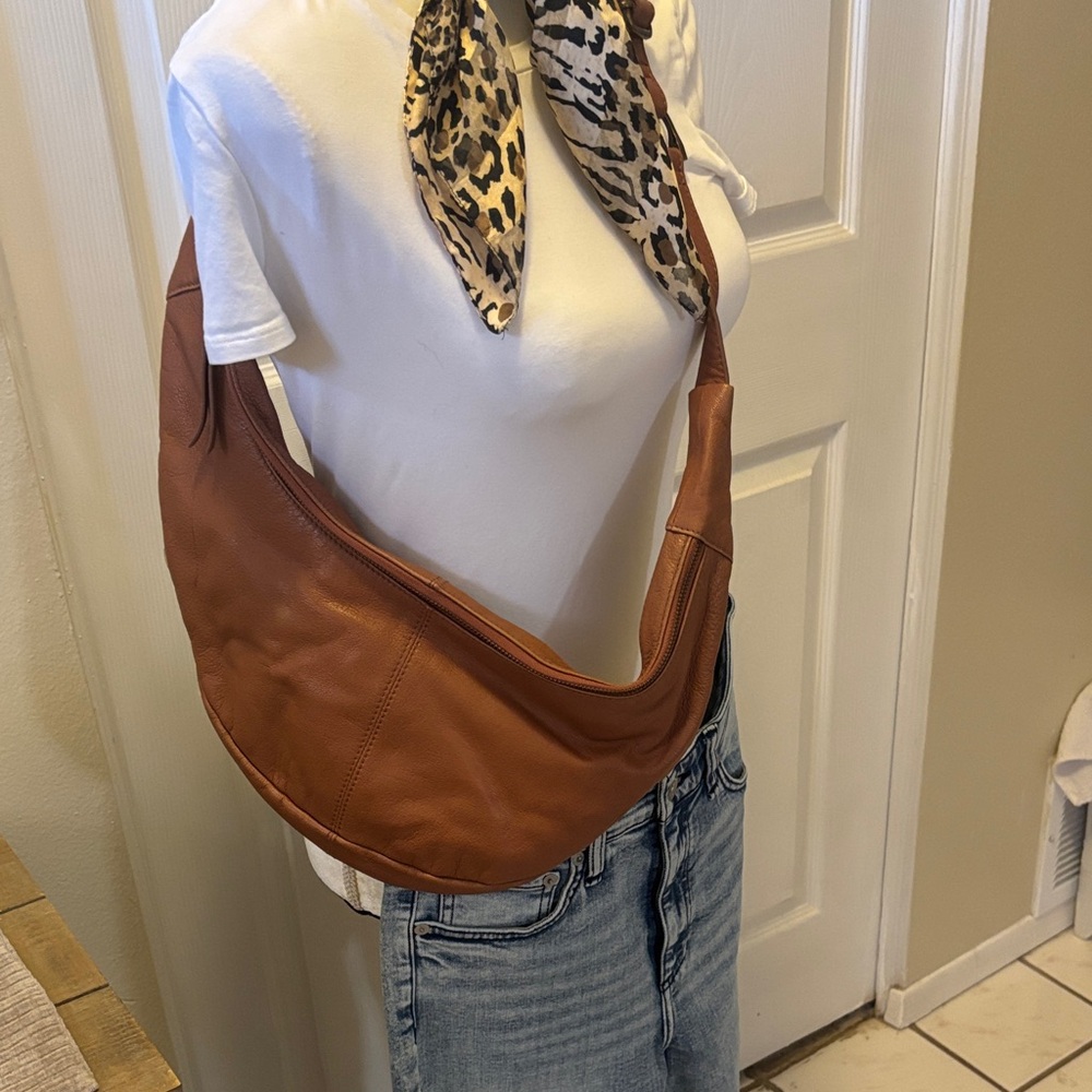 Free People Tan Leather Hobo Bag